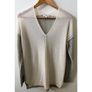 Rebecca Taylor cashmere cream and grey sweater women's size M